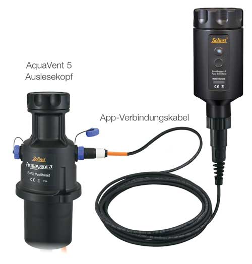 solinst levelogger 5 app interface connected to aquavent 5 vented water level dataloggers