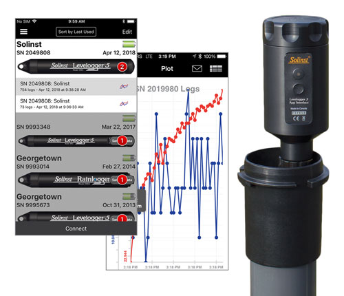 solinst levelogger 5 app-schnittstelle zur verwendung von leveloggern auf smart-geräten