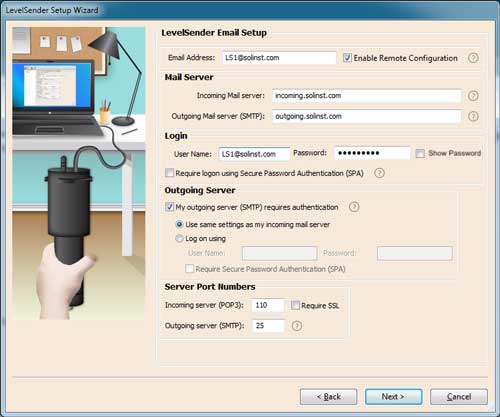 solinst levelsender 5 software-setup-assistent sim-karteneinstellungen
