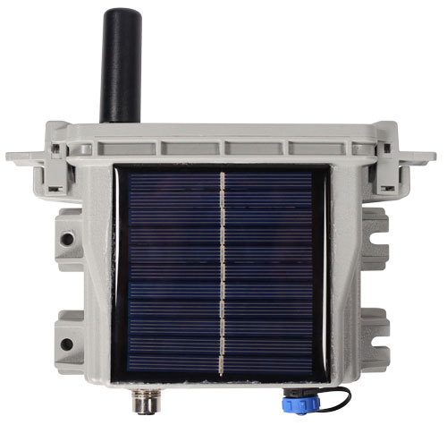 solinst solsat 5 satellitentelemetriesystem mit solarpanel-vorderansicht