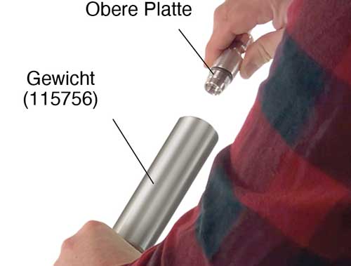 verbinden der oberen platte des solinst 425 d deep discrete interval sampler mit der oberen halterung oder dem gewicht