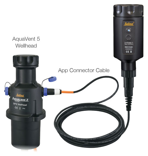 solinst levelogger 5 app interface connected to aquavent 5 vented water level dataloggers