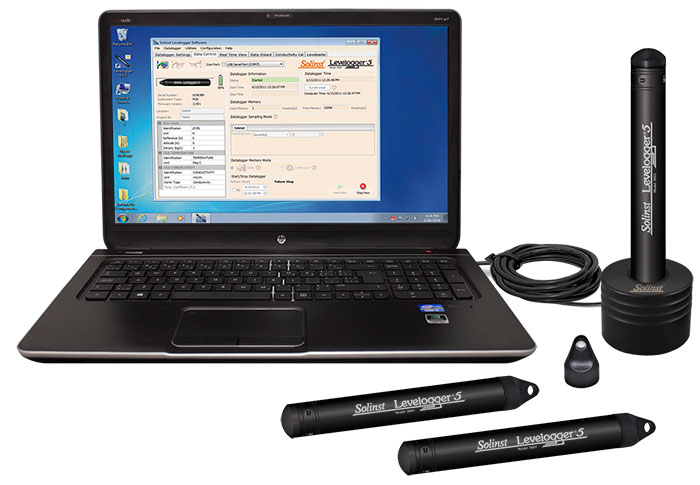 solinst levelogger 5 connected to laptop using desktop reader 5 optical communications dock