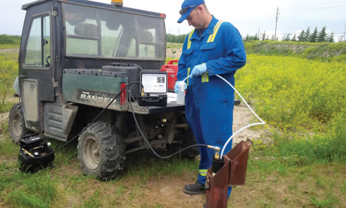 sampling with a dedicated bladder pump using portable rugged easy-to-use compressor and controller