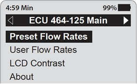 solinst 464 electronic pump control unit main menu