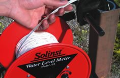 solinst water level meters coaxial cable water level meters water level measurements measure water levels in narrow diameter tubes water level indicators Water Level Measurements 102 Water Level Meter laser marked water level meters 102M Mini Water Level Meters laser marked water level indicators image
