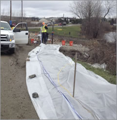 five waterloo systems were installed to 33.5 m (110 ft) in fractured bedrock to help characterize a historical chlorobenzene plume at the site of a proposed groundwater pump and treat site. vibrating wire transducers and double valve pumps were dedicated at each of the 4 monitoring zones.