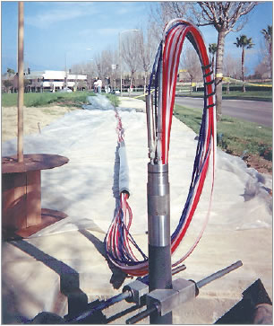 contaminant investigation at a u.s. air force base. waterloo systems installed to 700 ft. in overburden using screened and cased wells