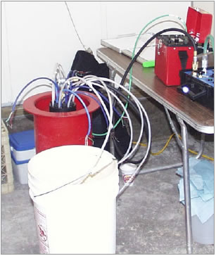 four waterloo systems were installed to monitor a chlorinated compound release. systems were installed at depths ranging from 430 ft - 750 ft, with most monitoring 7 zones